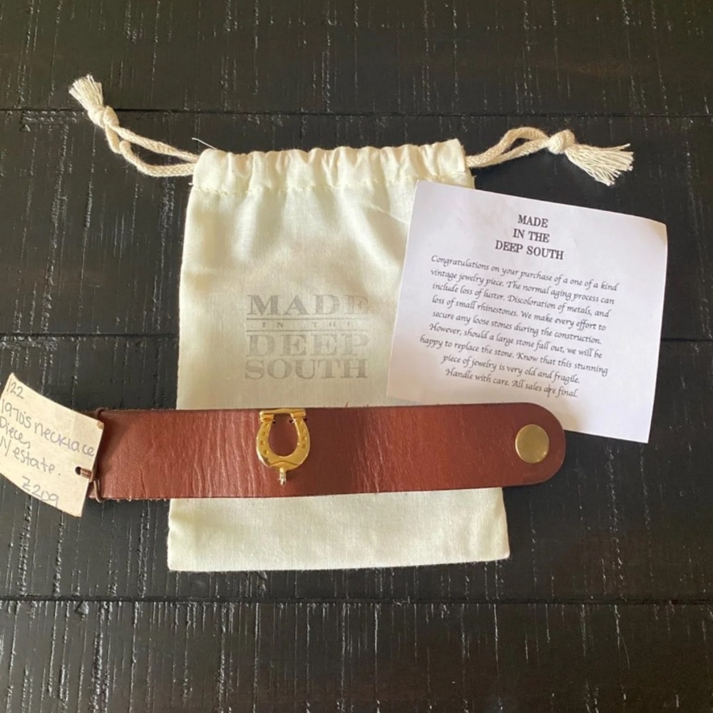 Made in the Deep South Leather Cuff with Horseshoe